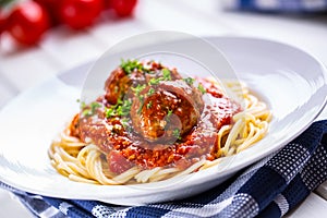 Meat balls. Italian and Mediterranean cuisine. Meat balls with s