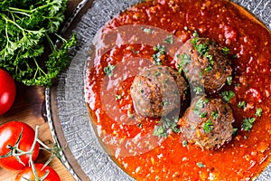 Meat balls. Italian and Mediterranean cuisine. Meat balls with s