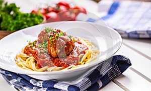 Meat balls. Italian and Mediterranean cuisine. Meat balls with s