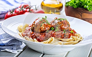 Meat balls. Italian and Mediterranean cuisine. Meat balls with s