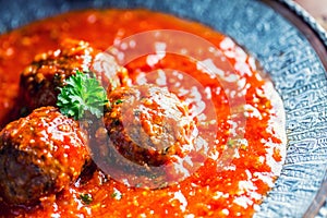 Meat balls. Italian and Mediterranean cuisine. Meat balls with s