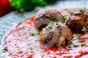 Meat balls. Italian and Mediterranean cuisine. Meat balls with s