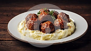 Meat balls and mashed potato, traditional swedish meal