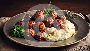 Meat balls and mashed potato, traditional swedish meal