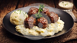 Meat balls and mashed potato, traditional swedish meal