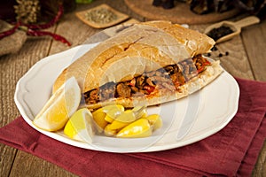 Meat beef tantuni is a kind of traditional turkish kebap