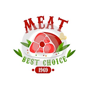 Meat, best choice 1969 logo template design, badge for meat store, butcher shop, farmer market, restaurant, cafe