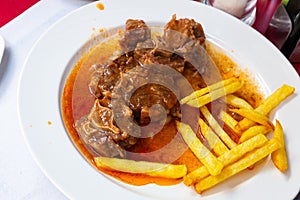 Meat for bull tail stew Rabo de toro Spain