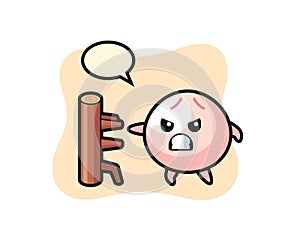 Meat bun cartoon illustration as a karate fighter