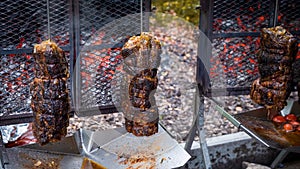 Meat on the charbon grill. Traditional food.