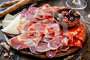 Meat and cheese platter or tapas