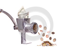 Meat chopper with dollars photo