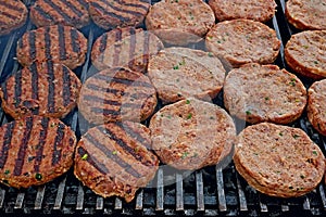 Meat cutlets fried on iron bars