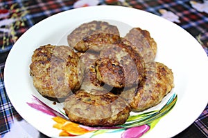 Meat cutlets,fried on a plate