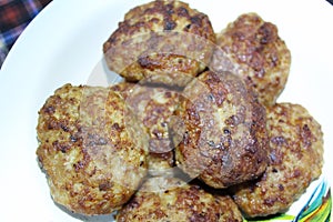 Meat cutlets,fried on a plate