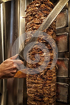 Meat cuts prepared Shawarma