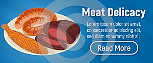 Meat delicacy concept banner, isometric style