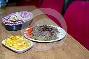 Meat doner plate in a Restaurant