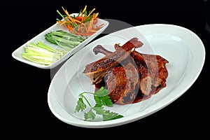 Meat of a duck with salad