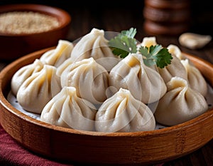 Meat dumplings. Generated by AI. photo
