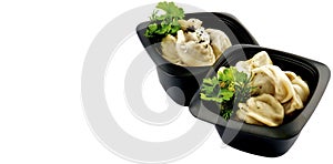 Meat Dumplings with Sour Cream and Greens