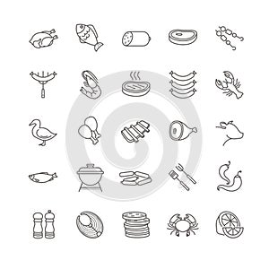 Meat and fish vector icons