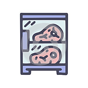 meat fridge color vector doodle simple icon