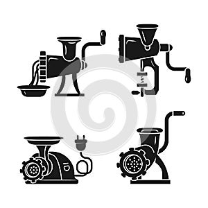 Meat grinder icons set, simple style