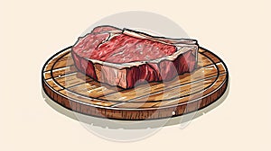 meat illustration for cafe, meat restaurant, signboard for diner