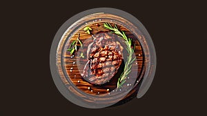 meat illustration for cafe, meat restaurant, signboard for diner