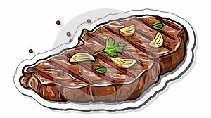 meat illustration for cafe, meat restaurant, signboard for diner