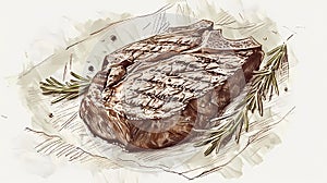 meat illustration for cafe, meat restaurant, signboard for diner