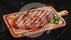 meat illustration for cafe, meat restaurant, signboard for diner