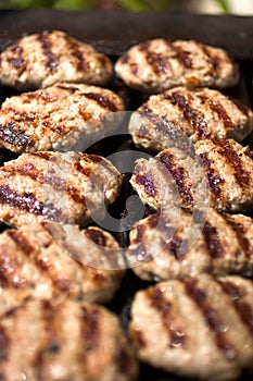 Meat keftes on grill