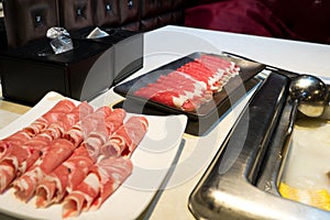 The meat and lamp slide for Chinese shabu style, yummy