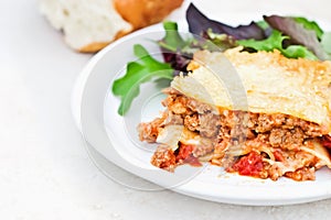 Meat Lasagna and Salad
