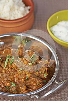Meat and lentil Balti Dish