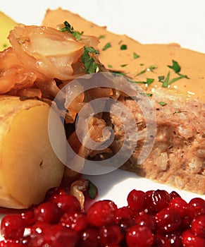 Meat loaf with cabbage - closeup.