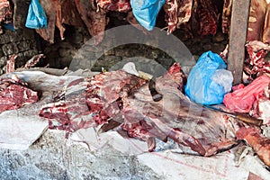 Meat market Namche Bazaar photo