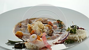 Meat menu dishes. Delicious appetizers and Luxury restaurant food.