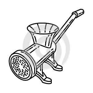 Meat Mincer Icon. Doodle Hand Drawn or Outline Icon Style