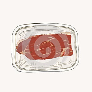 Meat in pack , supermarket set sketch vector.