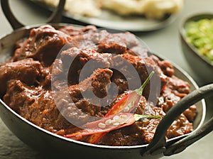 Meat Phall in Karahi with Green Chilli Curry