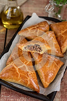 Meat pies samosas with ground beef