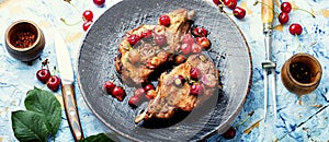 Meat pork in cherry sauce