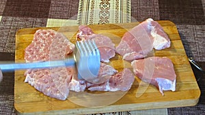 Meat preparing. Preparation of chops.