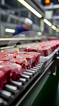 Meat processing marvel Industrial machinery cuts and prepares fresh beef