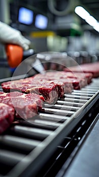 Meat processing marvel Industrial machinery cuts and prepares fresh beef