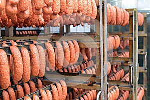 Meat processing - production of sausages in a factory