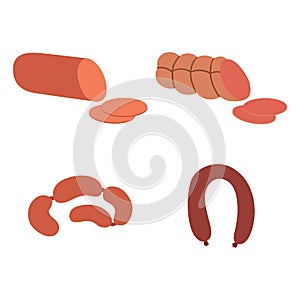 Meat products set of cartoon delicious barbecue kebab variety delicious gourmet meal and animal assortment slice lamb